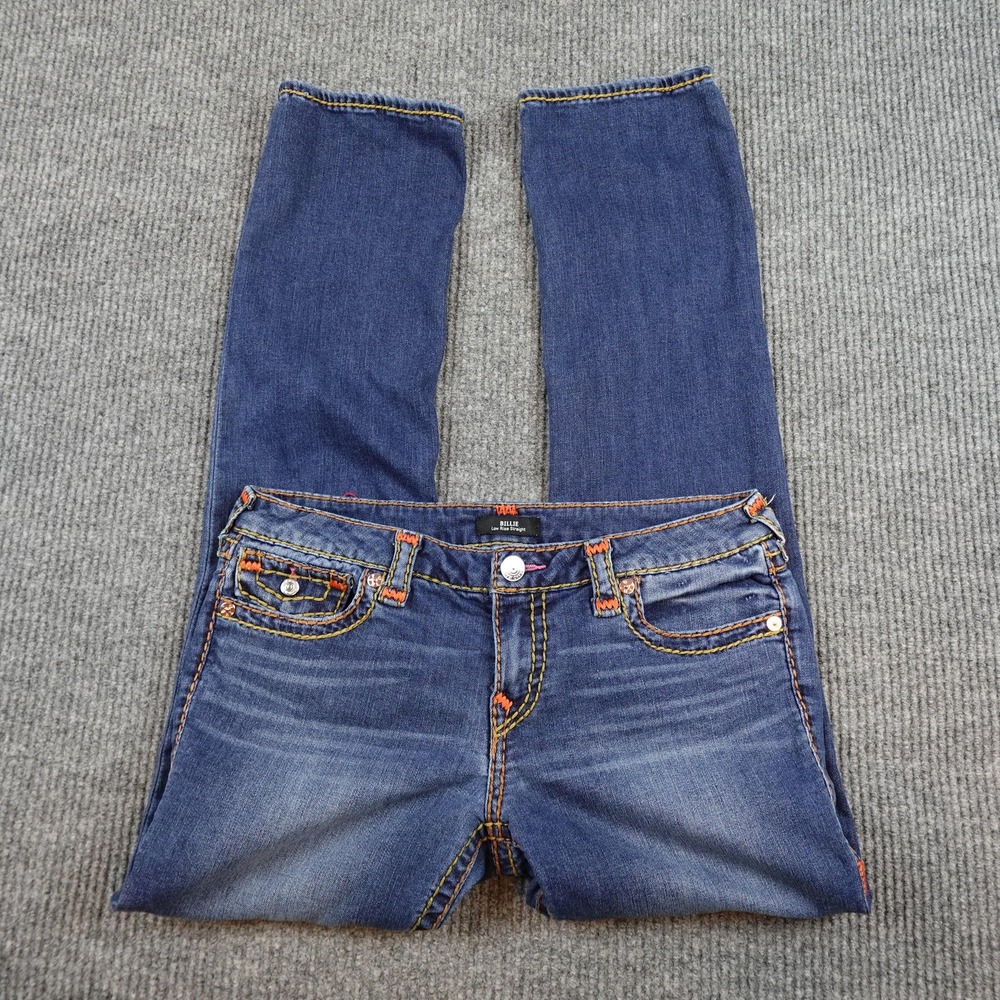 True Religion Billie Low Rise Straight Jeans Womens 31 Blue W4614T6GX74K6QN